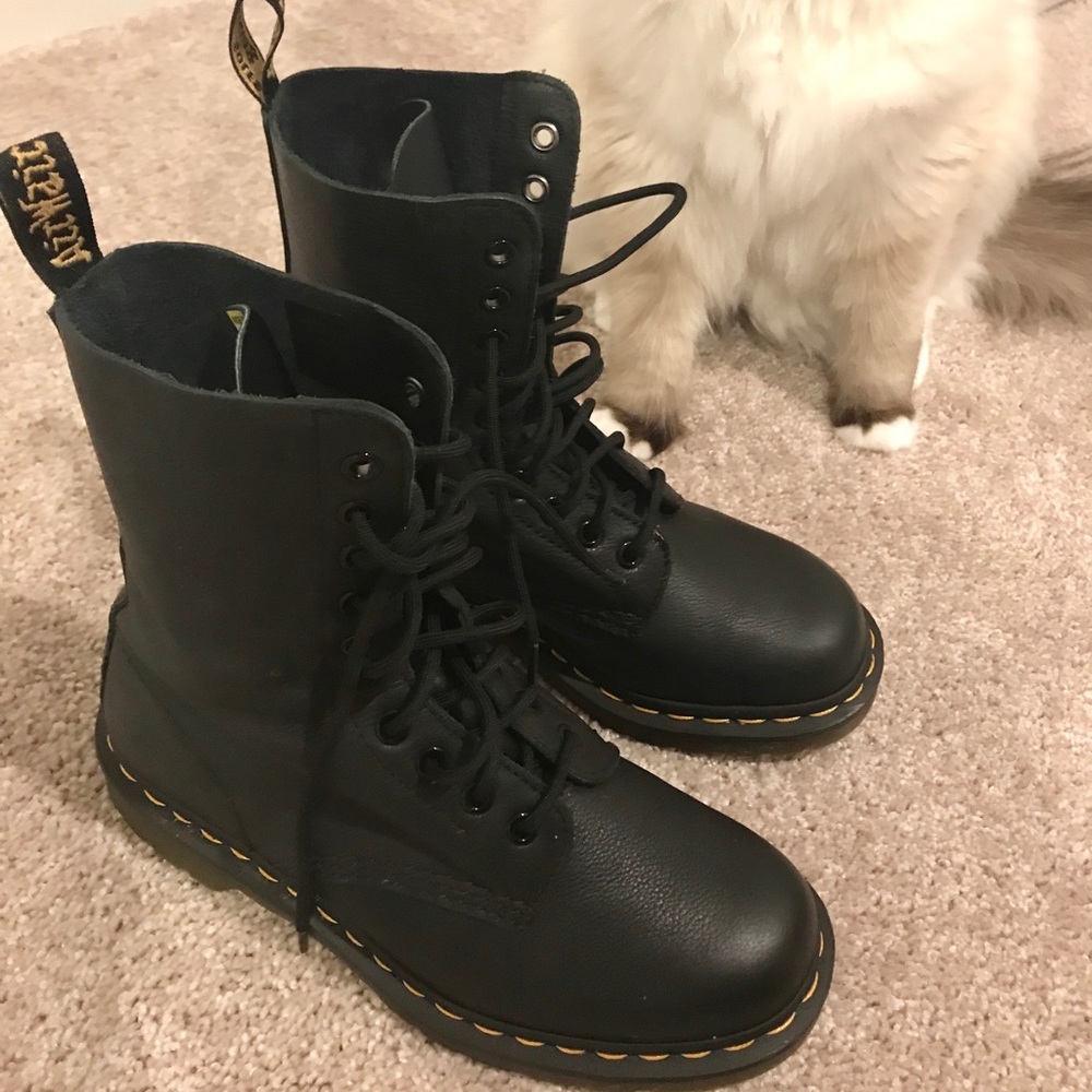 Dr. Martens lace up boots in black leather